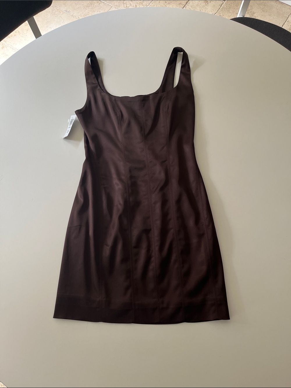 TEN by Babaton Chocolate Brown Satin Sheath Dress